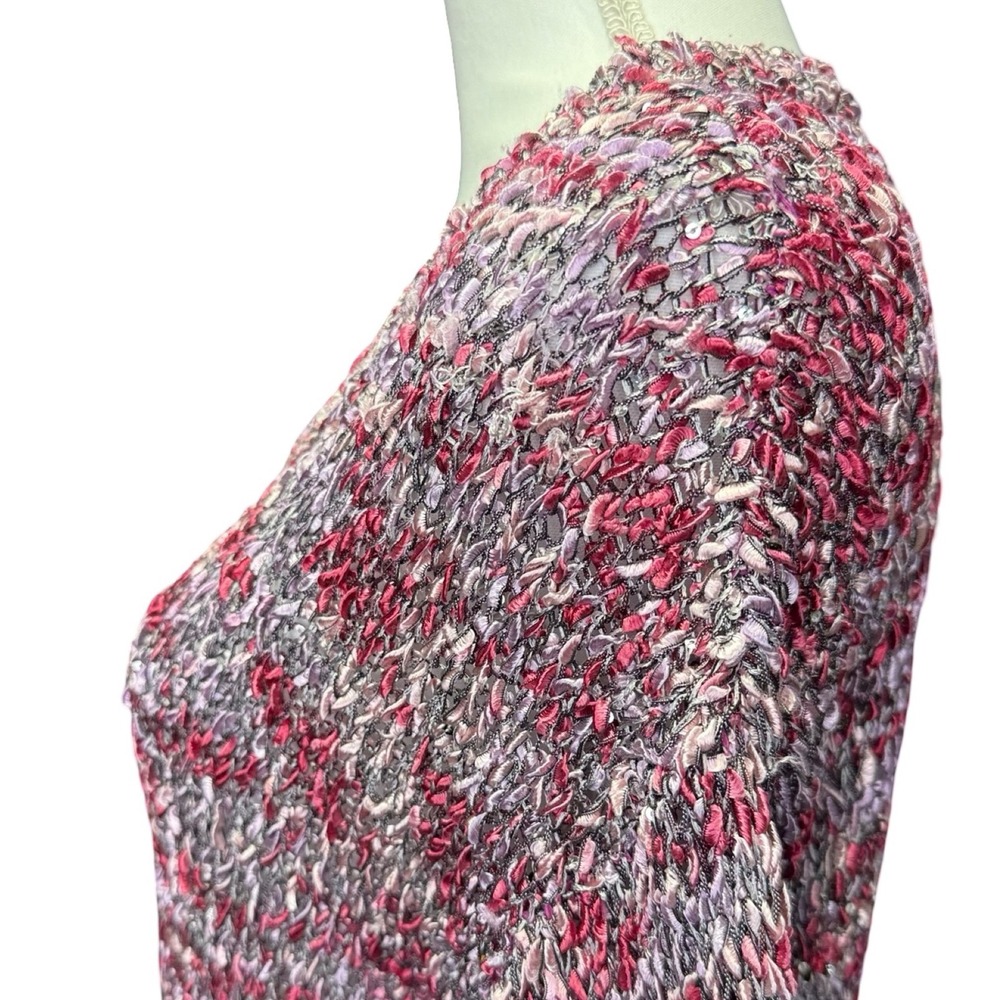I Jeans By Buffalo‎ Sequin Open Knit Sweater Womens Large Pink Marled - Picture 4 of 10